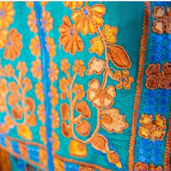 Soft Surroundings Sheer Blouse Embroidery Tassels Bell Sleeve Sz Small - Picture 10 of 12